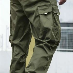Mens Flap Pocket Drawstring Waist Cargo Pants gree